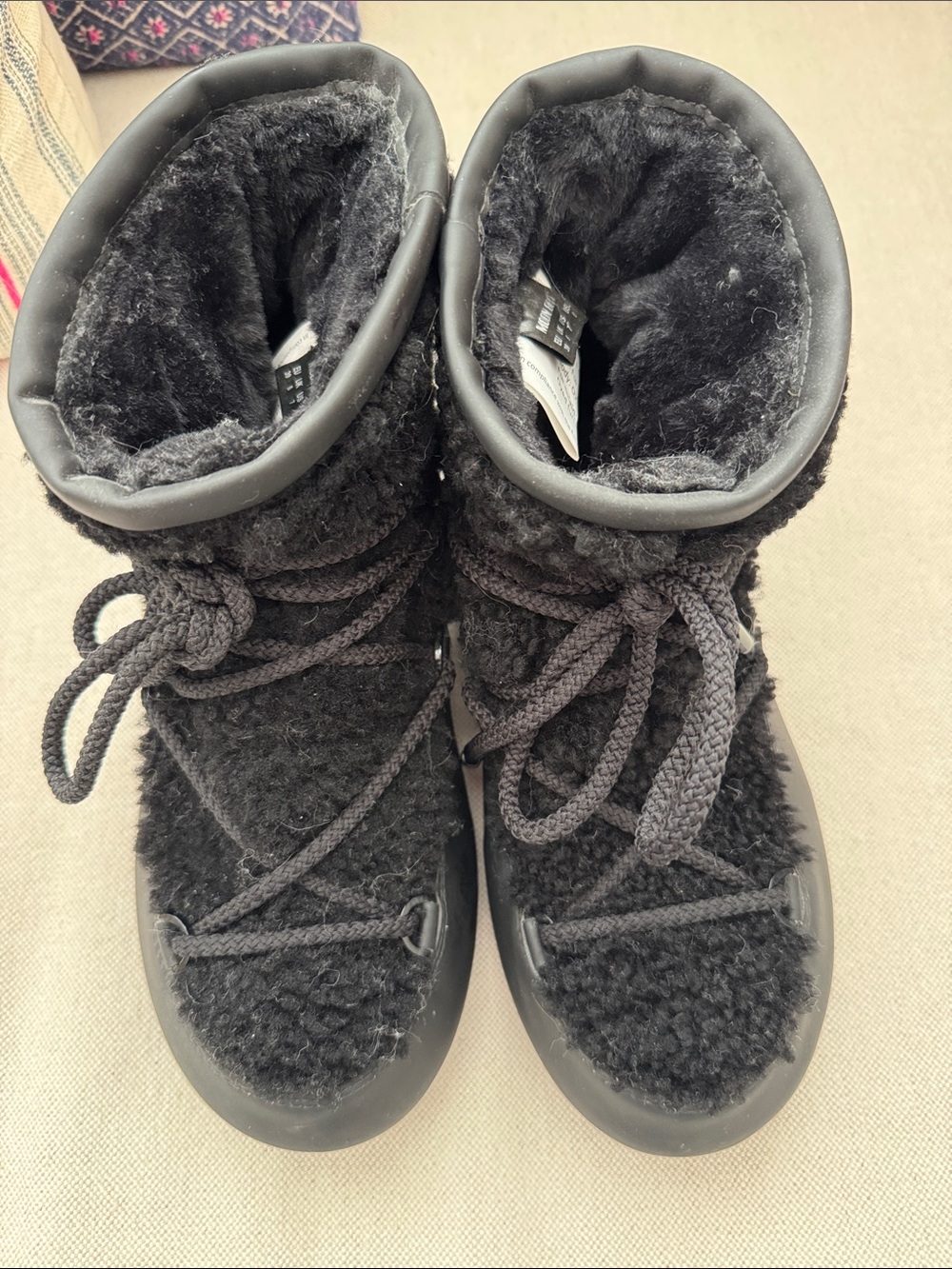 Moon Boot Black Faux Fur Winter Boots